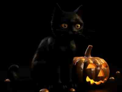 halloween gatto nero e zucca