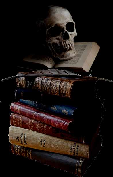 pila di libri con teschio