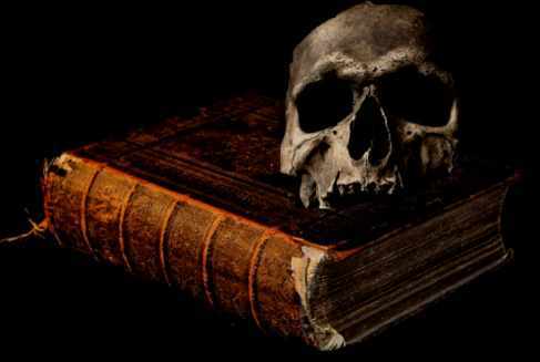 teschio su vecchio libro